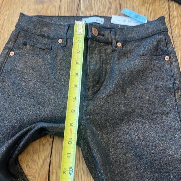 LOFT Black Denim Gold Shimmer Slim Pocket Skinny Stretch Jeans 4 Petite - Picture 6 of 8
